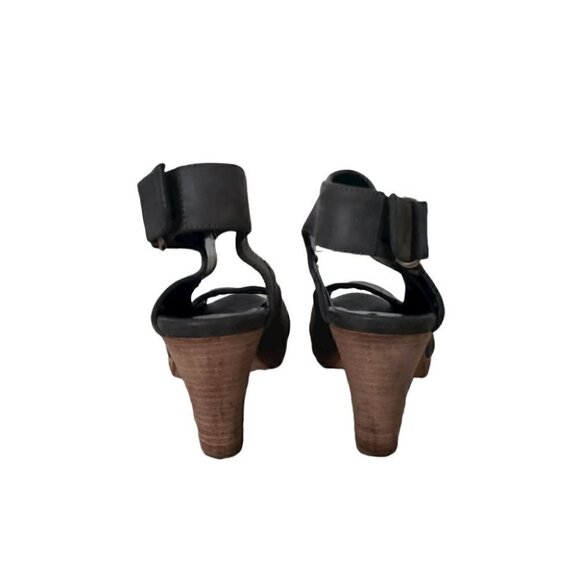 Zeha Berlin gray nubuck leather peep toe ankle strap heeled sandals - Picture 8 of 11